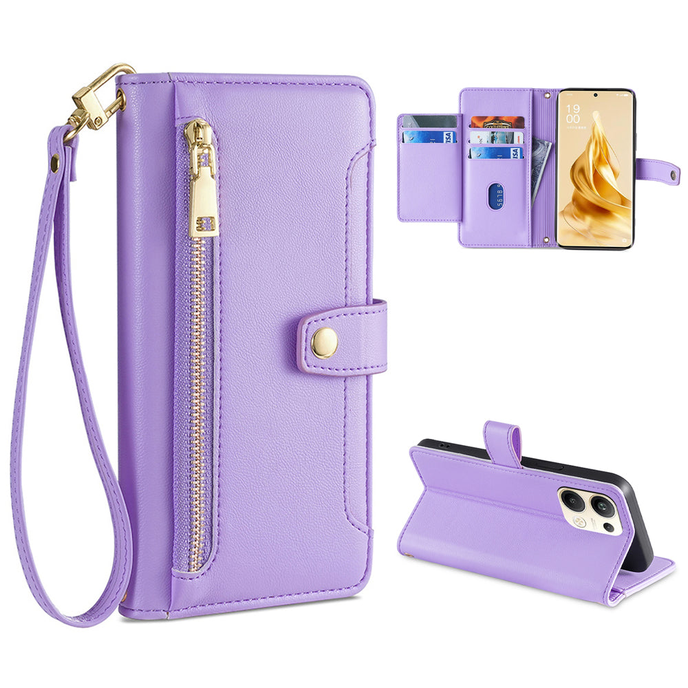 For Oppo Reno9 Pro 5G Textured PU Leather Wallet Phone Case Stand Multiple Card Slots Zipper Pocket Phone Cover with Wrist Strap and Shoulder Strap For Oppo Reno9 Pro 5G Textured PU Leather Wallet Phone Case Stand Multiple Card Slots Zipper Pocket Phone Cover with Wrist Strap and Shoulder Strap